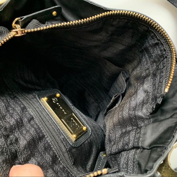 JPK Paris 75 Nylon Shoulder Bag Purse Black Gold Hardware - Picture 7 of 12